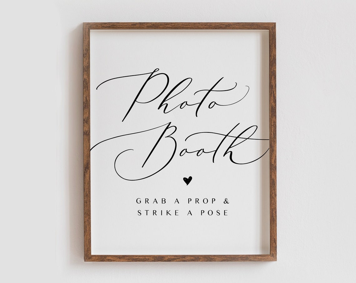 Photo Booth Grab A Prop Strike A Pose Script Wedding Sign Poster