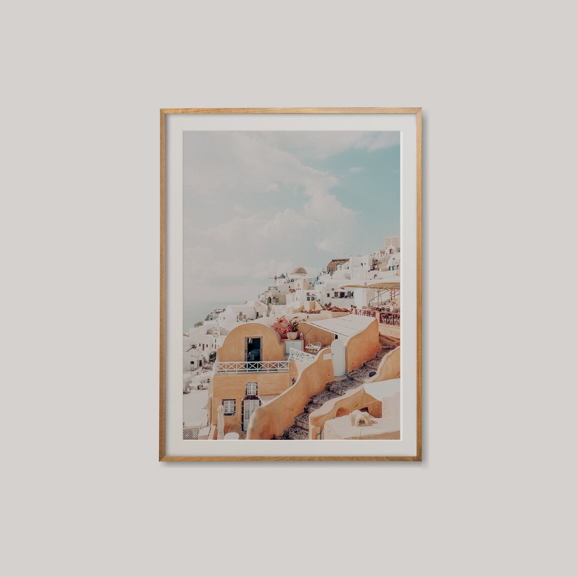 Santorini White Village Terraces Caldera View Greece Travel Poster - Image 2