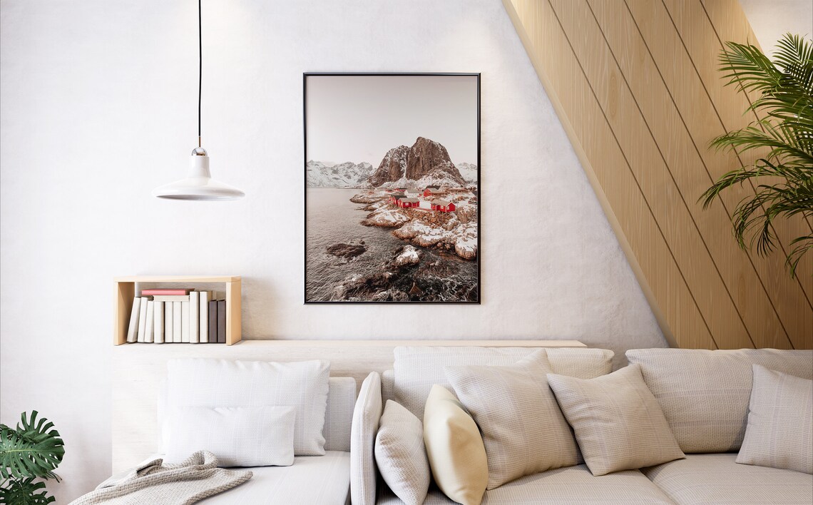 Norway Lofoten Village and Mountain Winter Travel Poster - Image 2