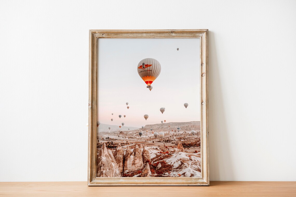 Cappadocia Balloon Farmhouse Landscape Art Print - Image 3