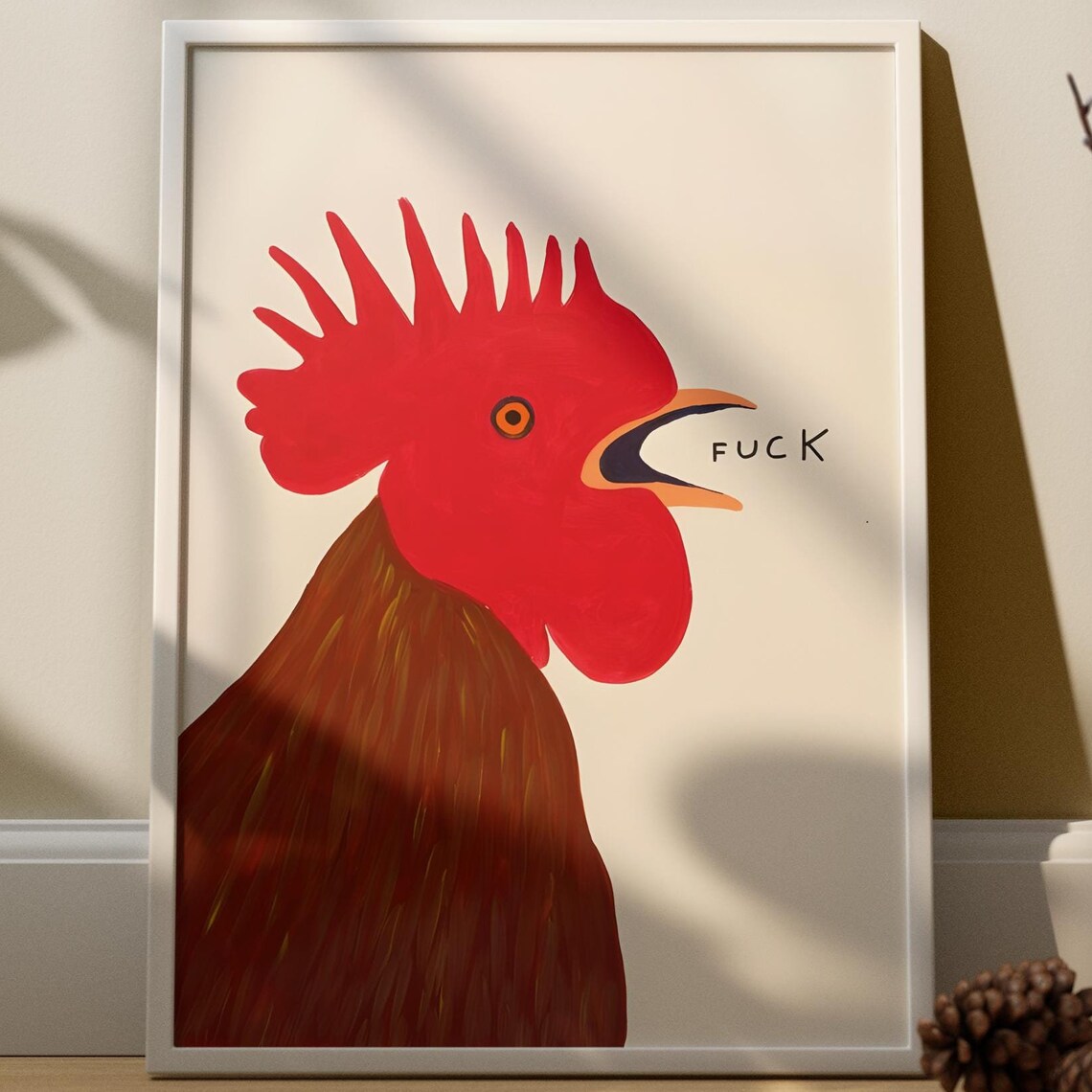 Screaming Red Rooster With Profanity Humor Bold Pop Art Poster - Image 4