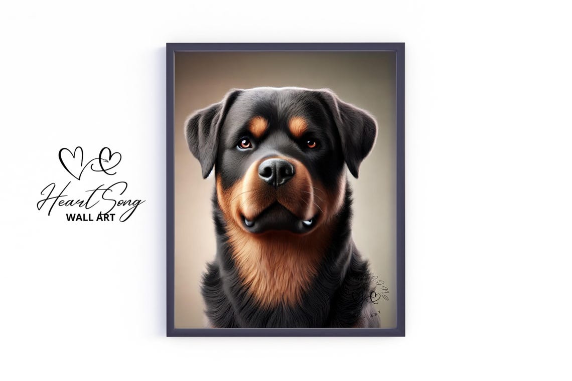 A Noble Rottweiler Guardian Dog Portrait in Warm Tones Poster