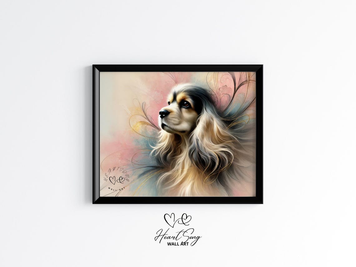 Beautiful Elegant Cocker Spaniel Watercolor Pet Portrait Dog Poster
