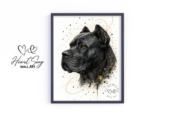 Cane Corso Dog Wall Art Moody Earthy Splatter Style Rustic Painting Decor For Pet Lovers Neutral Colors 797