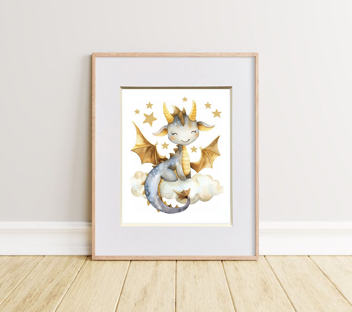 Happy Dragon Wall Art Baby Art Baby Nursery Decor Baby Room Decor Baby Nursery Prints Baby Nursery Decor Baby Room Wall Decoration - Image 2