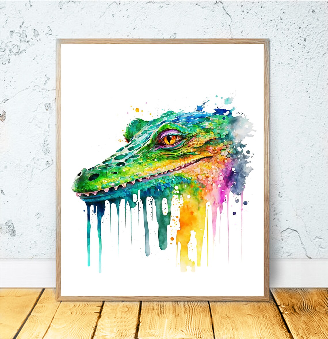 Watercolor Crocodile Art Print, Wildlife Decor