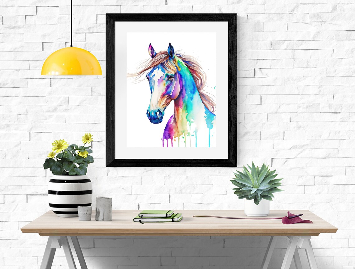 Watercolor Horse Art Print, Colorful Animal Illustration - Image 2