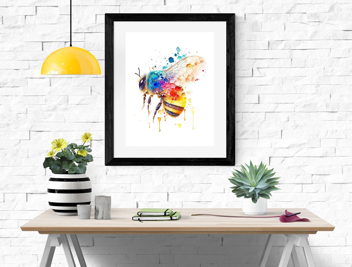 Watercolor Bee Art Print, Minimalist Nursery Decor - Image 2