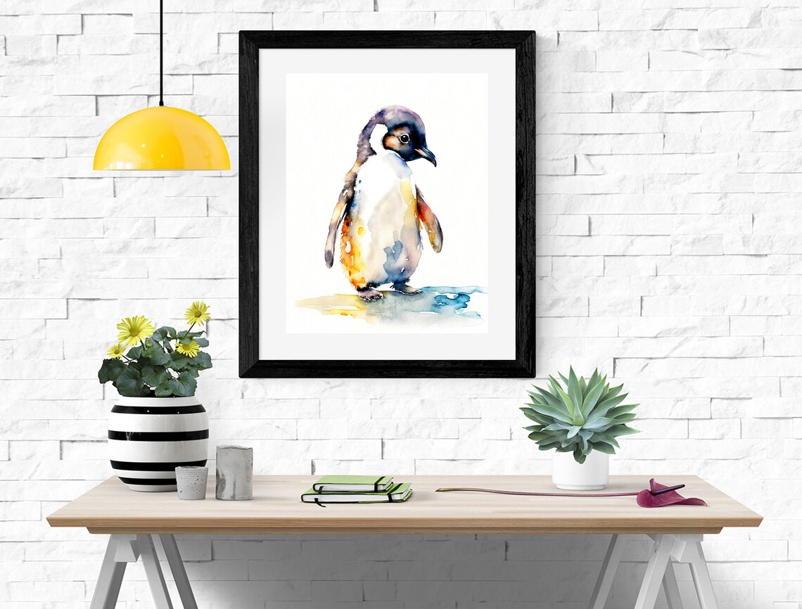 Baby Penguin Watercolor Art Print, Nursery Decor - Image 2