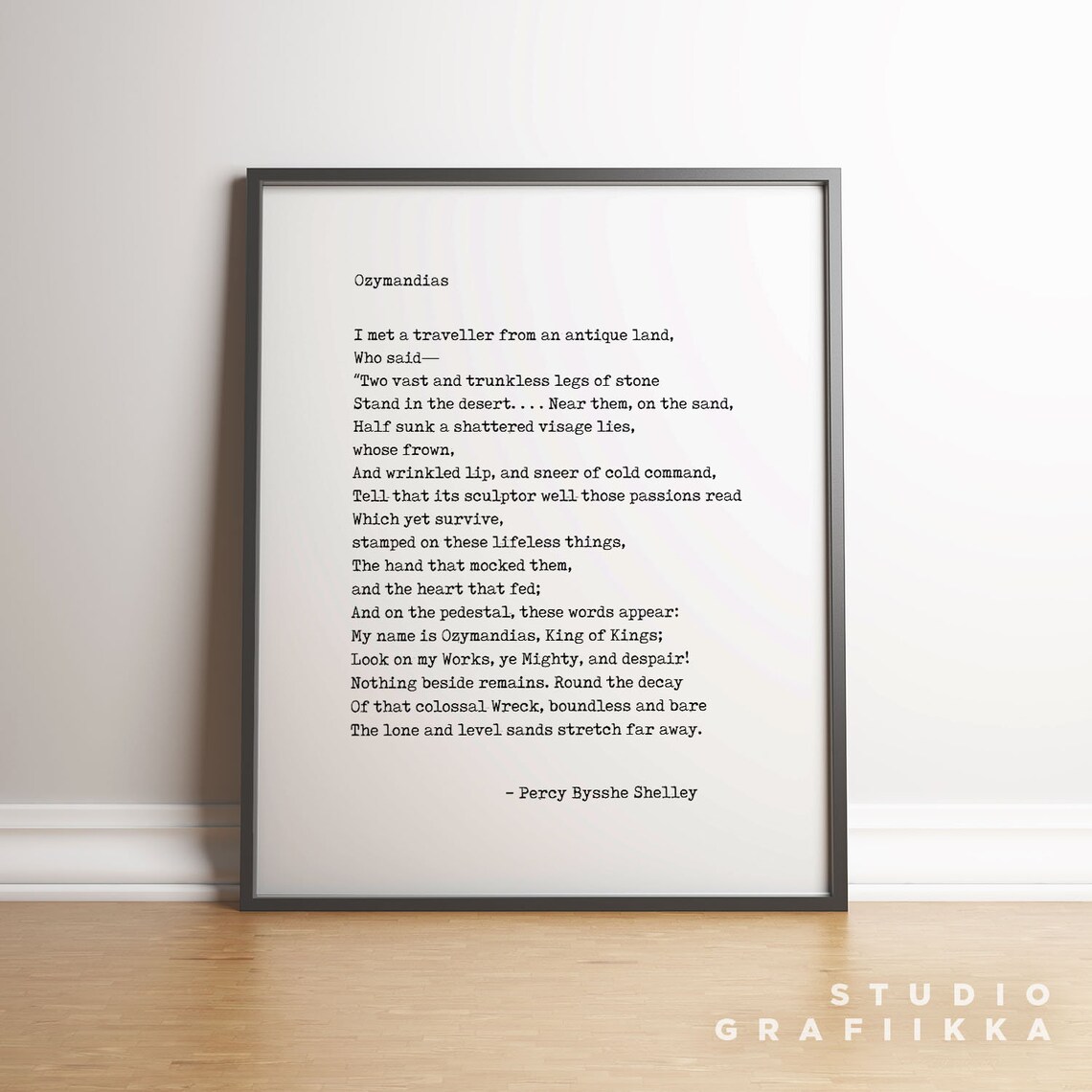 Ozymandias Percy Bysshe Shelley Poem Minimal Typewriter Font Poster - Image 2