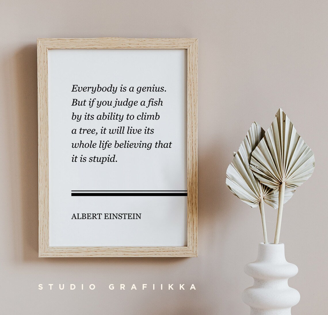 Albert Einstein Everybody Is A Genius Fish Quote Minimalist Poster - Image 3