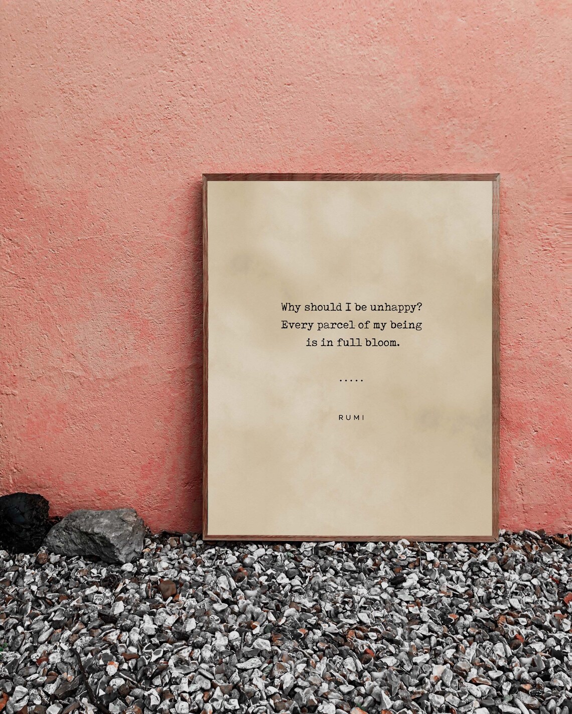 Rumi Why Should I Be Unhappy Every Parcel Full Bloom Typewriter Poster - Image 2