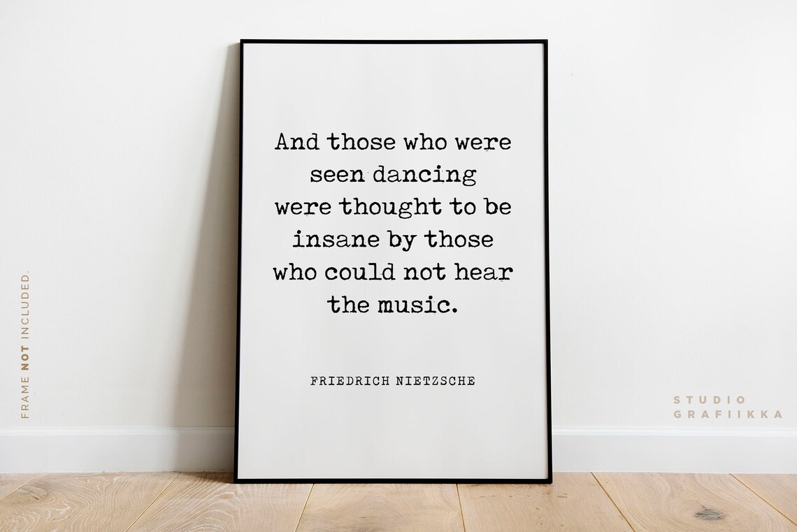 Friedrich Nietzsche Dancing Quote Typewriter Font Full Text Art Print - Image 2