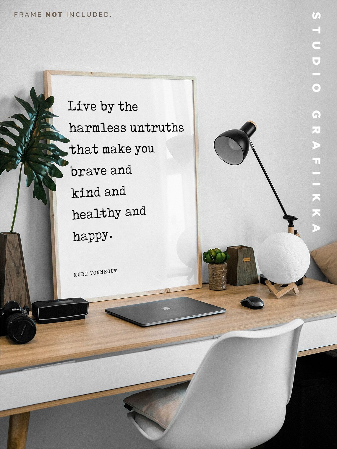 Kurt Vonnegut Live By The Harmless Untruths Brave And Kind Quote Poster - Image 2