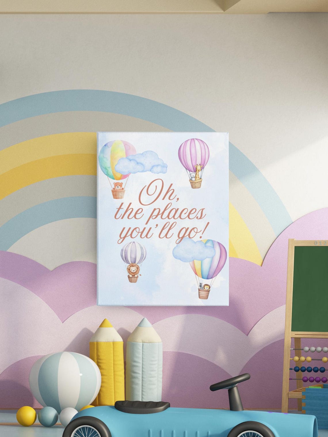 Oh The Places Youll Go Quote With Animal Balloons Nursery Poster - Image 2