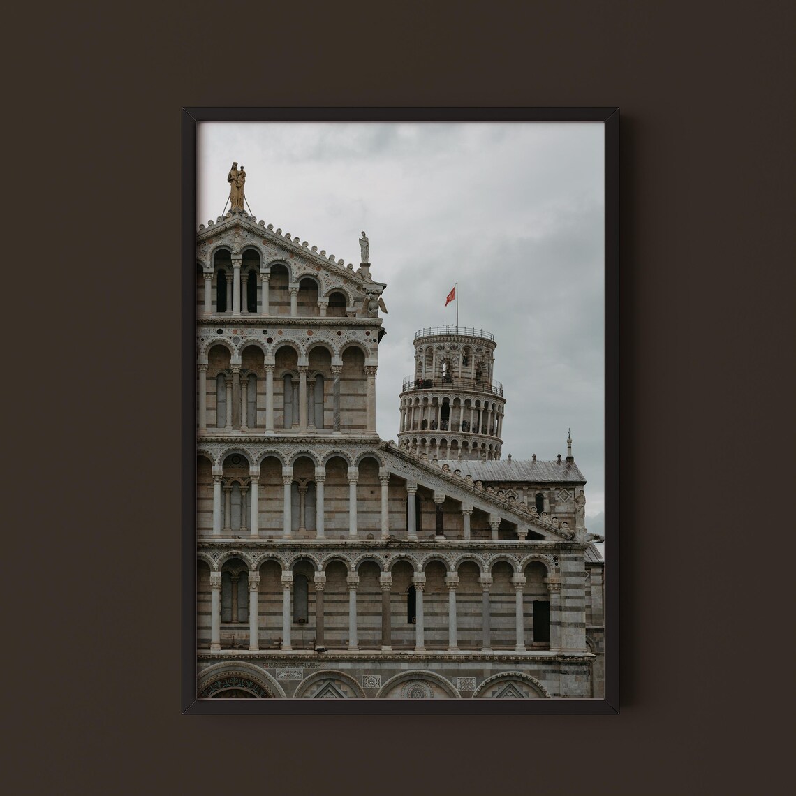 Pisa Cathedral Leaning Tower Italy Photography Romanesque Arches Cloudy Sky Wall Art