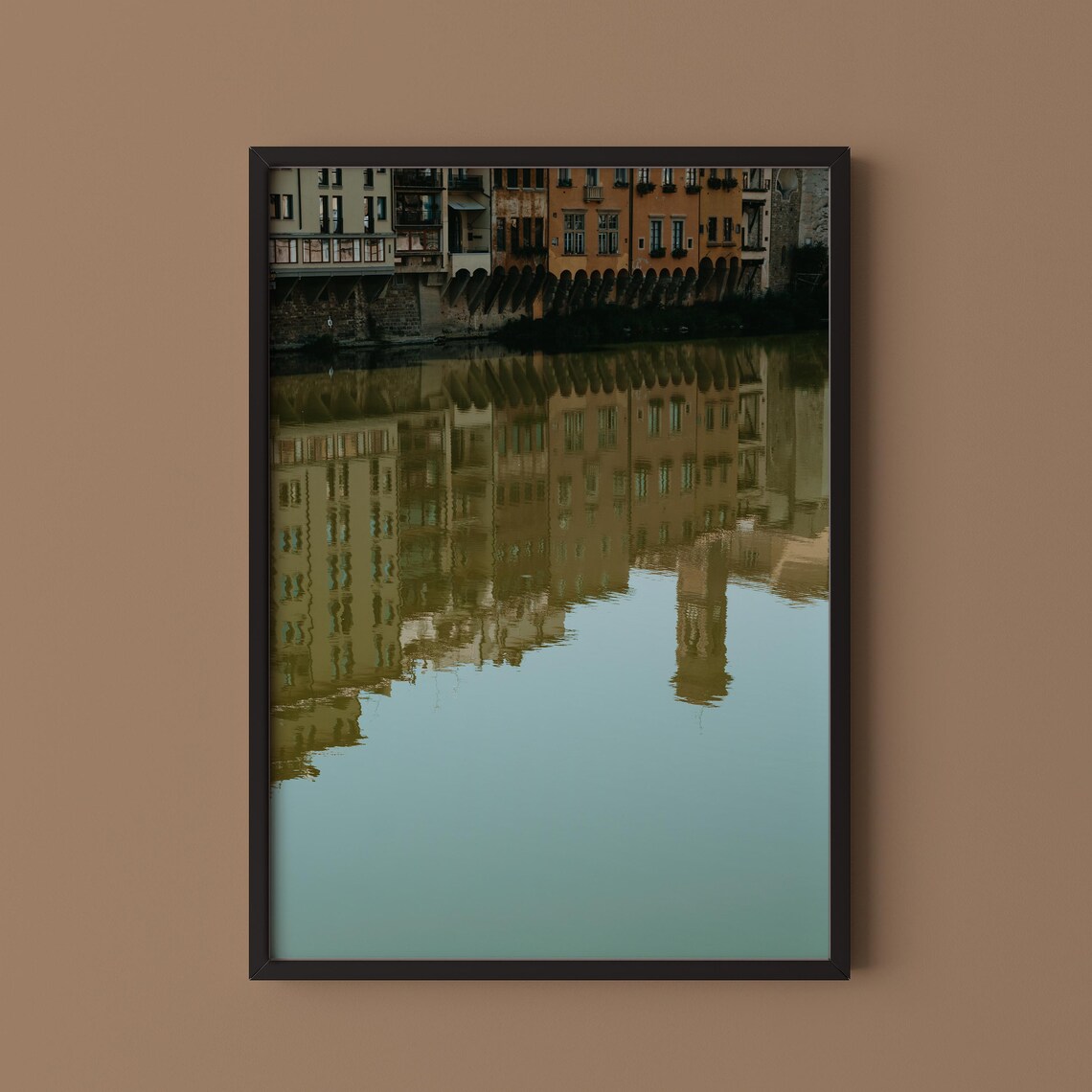 Florence Italy Arno River Building Reflections Minimal Photography Poster