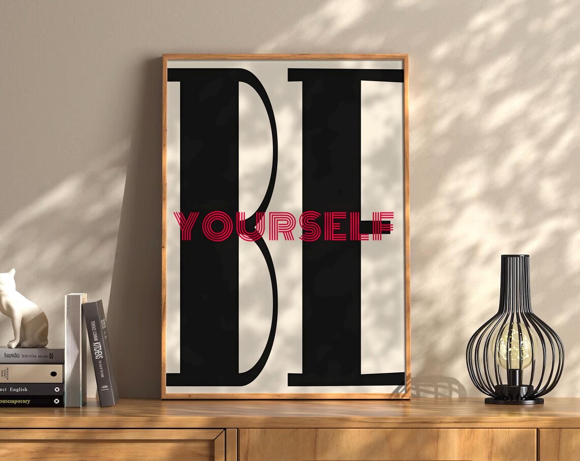 Be Yourself Bold Black Red Typography Motivational Quote Poster - Image 3