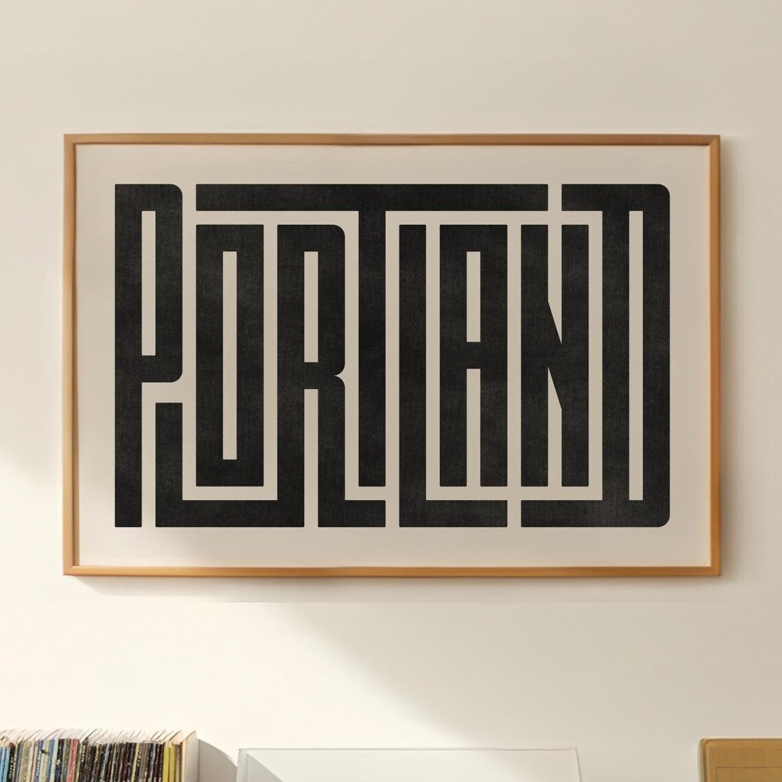 Bold Black Portland Retro Typography Minimalist City Art Poster