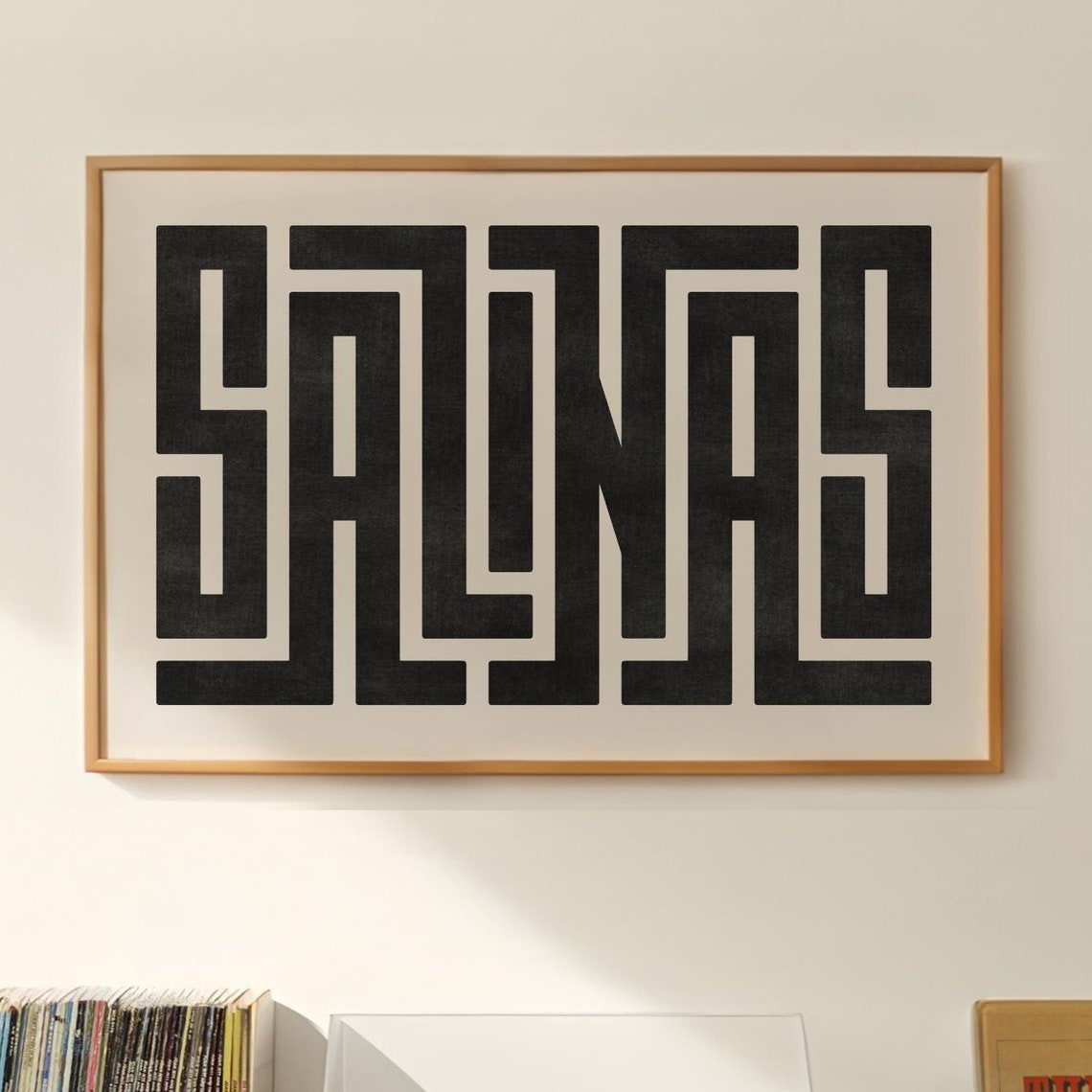 Salinas Bold Maze Typography City Name Minimalist Black Poster