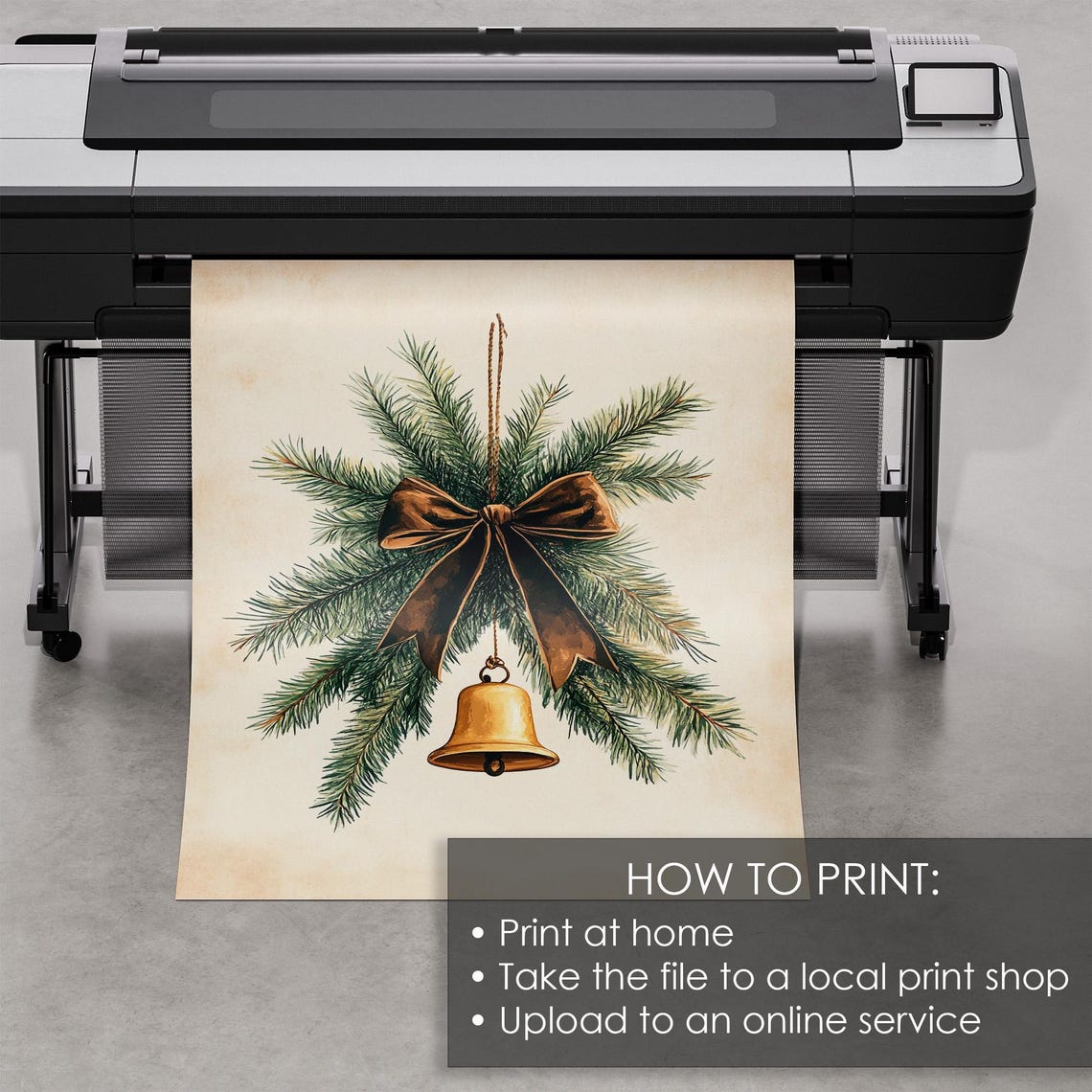 Vintage Golden Christmas Bell With Pine Branches And Bow Poster - Image 5