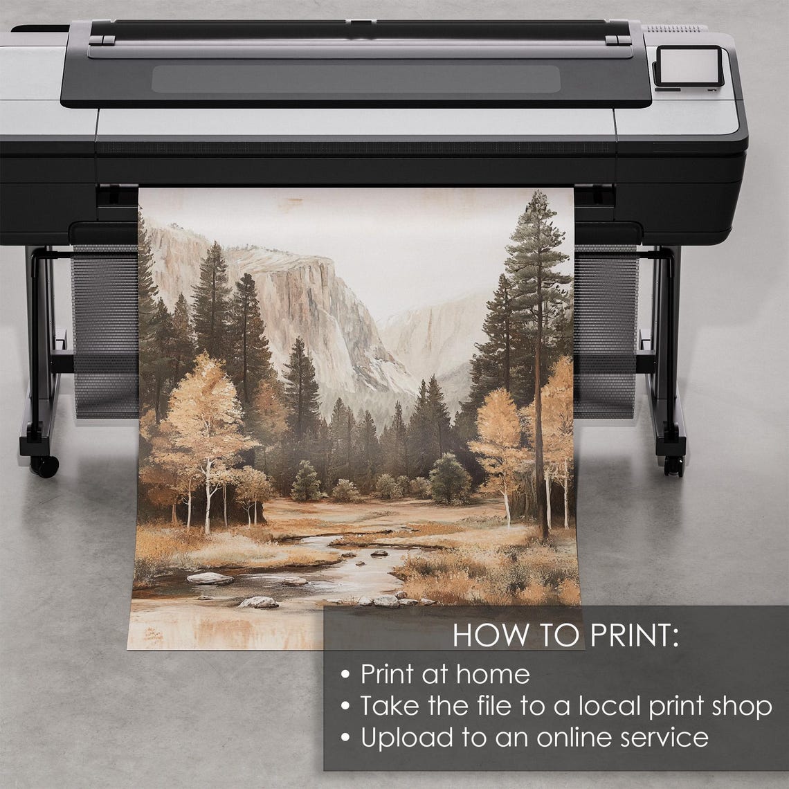 Yosemite Valley Pines Granite Cliff Stream Autumn Landscape Poster - Image 5