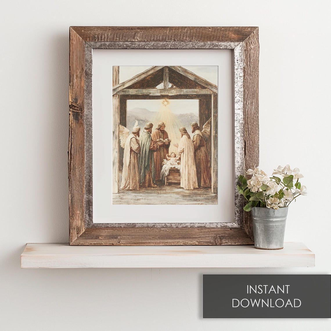 Nativity Scene With Wise Men Angels And The Baby Jesus Poster - Image 6
