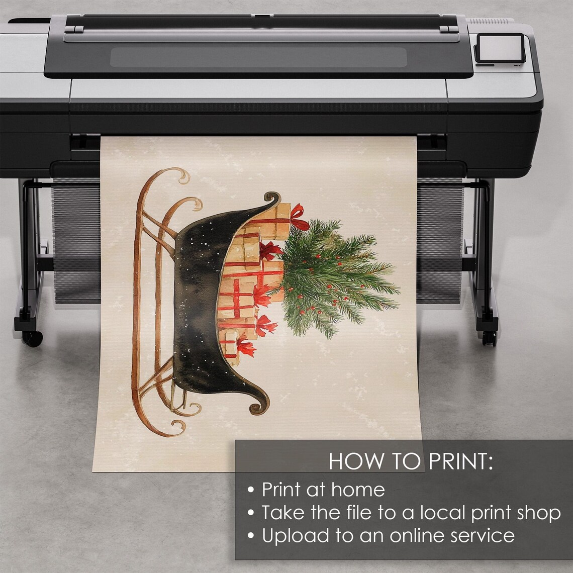 Black Sleigh Christmas Gifts Tree Vintage Holiday Winter Poster - Image 5