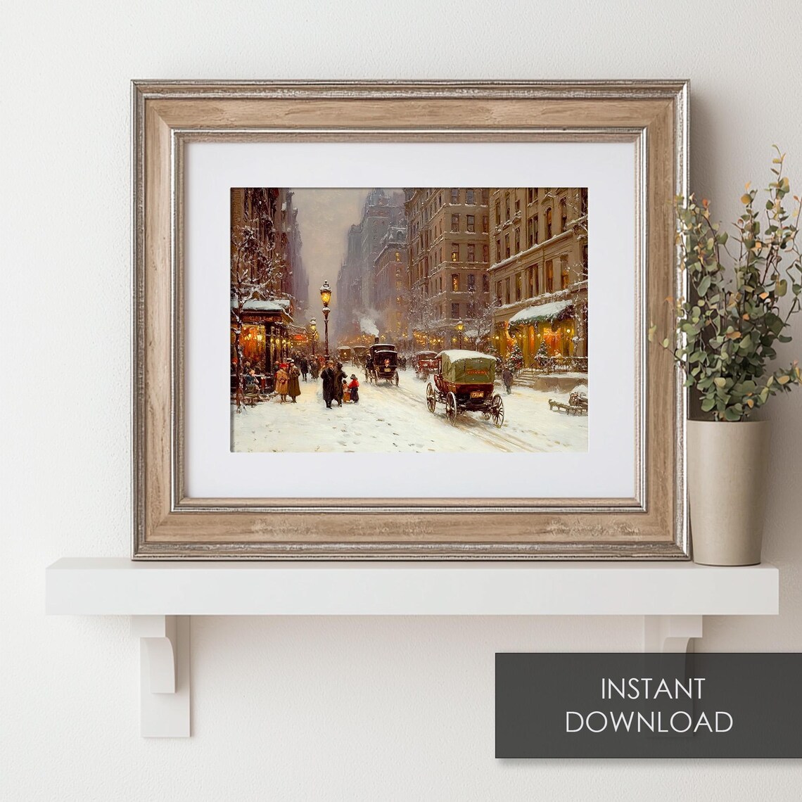 Old New York City Winter Street Horse Carriages Snowy Vintage Print - Image 6