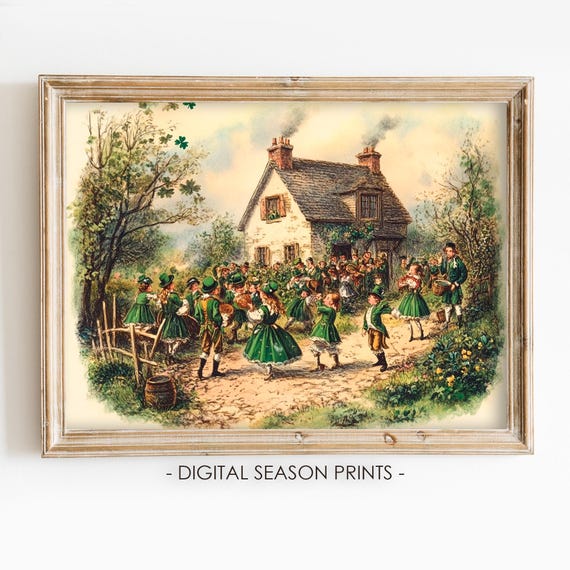 St Patricks Day Fun Print Vintage St Patricks Day Wall Art Rustic Irish Painting