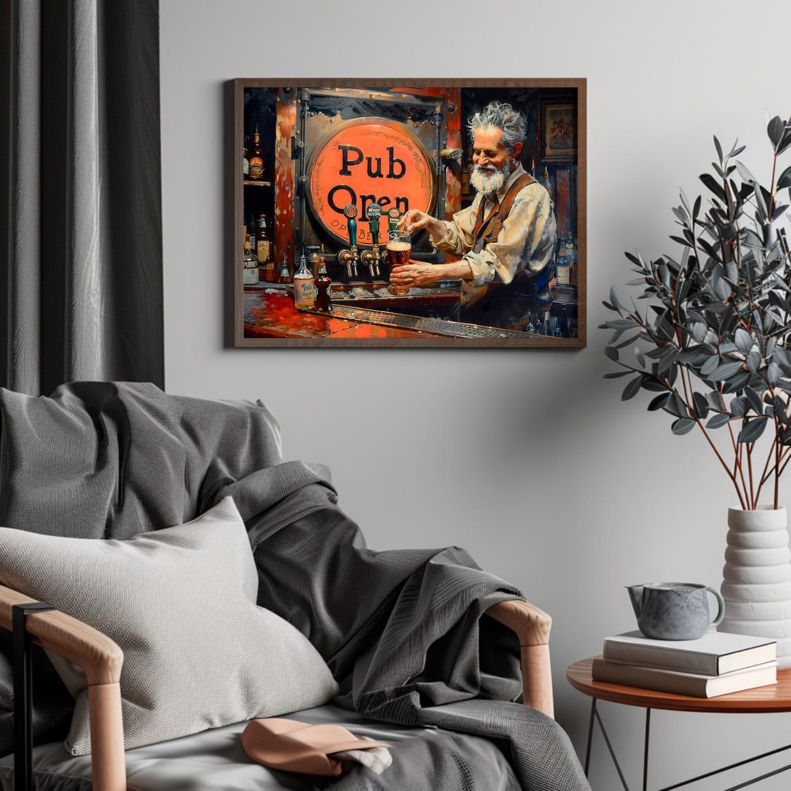 Old Irish Bartender Pouring Beer Pint Vintage Pub Decor Art Poster - Image 6
