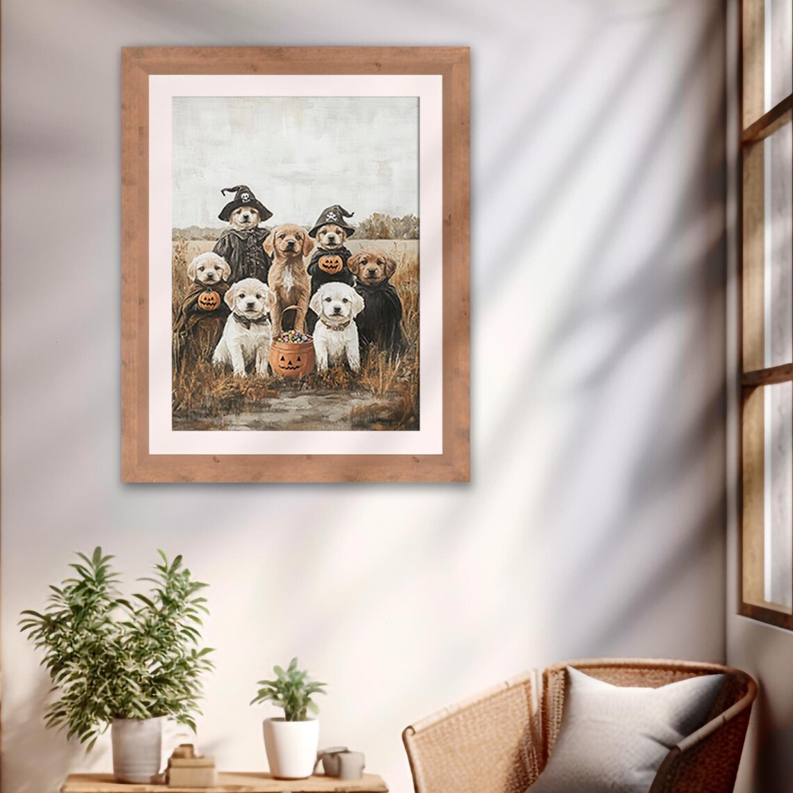 Cute Halloween Puppies in Costumes Trick or Treat Vintage Poster - Image 2