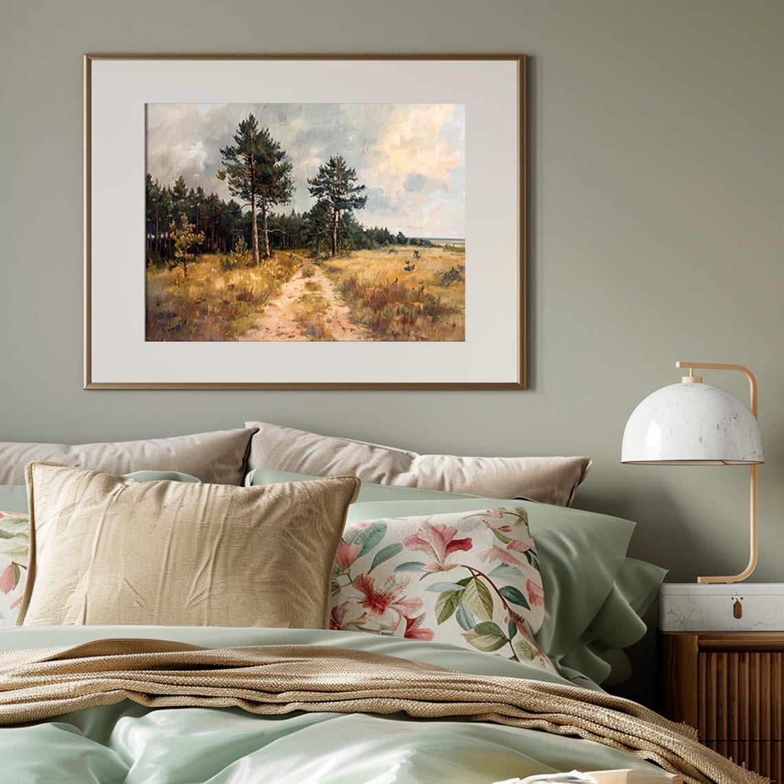 Forest Wall Art Pine Tree Print Scandinavian Wall Art Prints Vintage Nordic Landscape Painting - Image 6