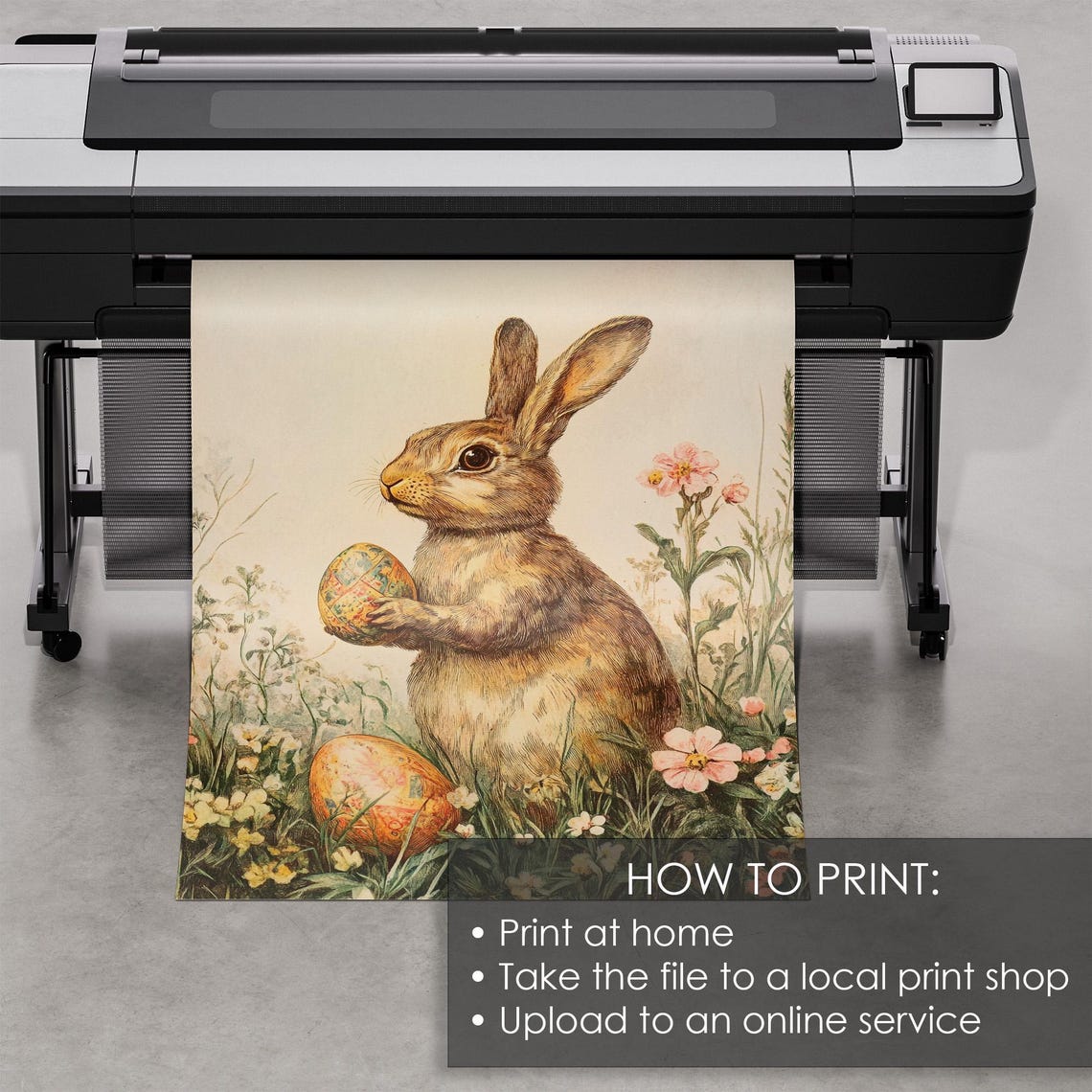Easter Bunny Holding Painted Egg Among Spring Wildflowers Poster - Image 5