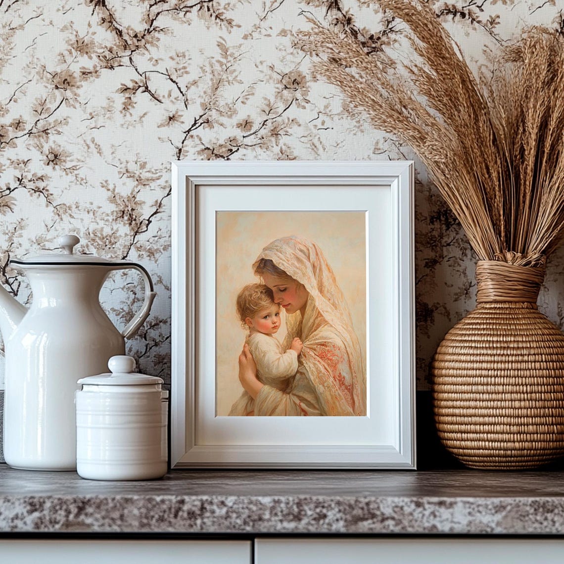 Madonna And Child Tender Embrace Vintage Religious Artwork Poster - Image 4