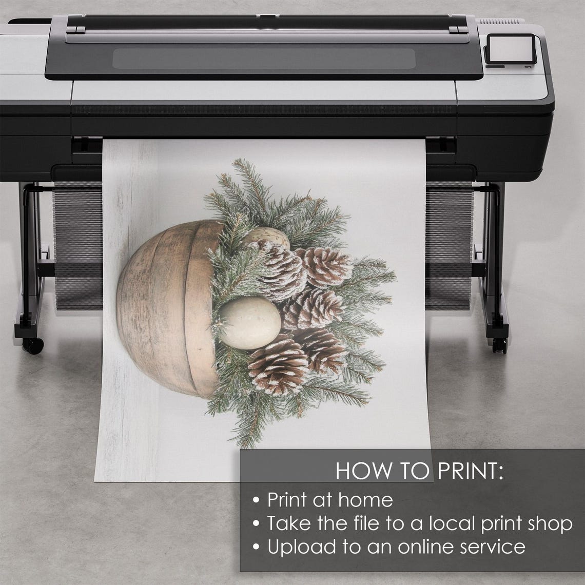 Rustic Frosted Pinecone Winter Bowl Christmas Still Life Wall Art - Image 5
