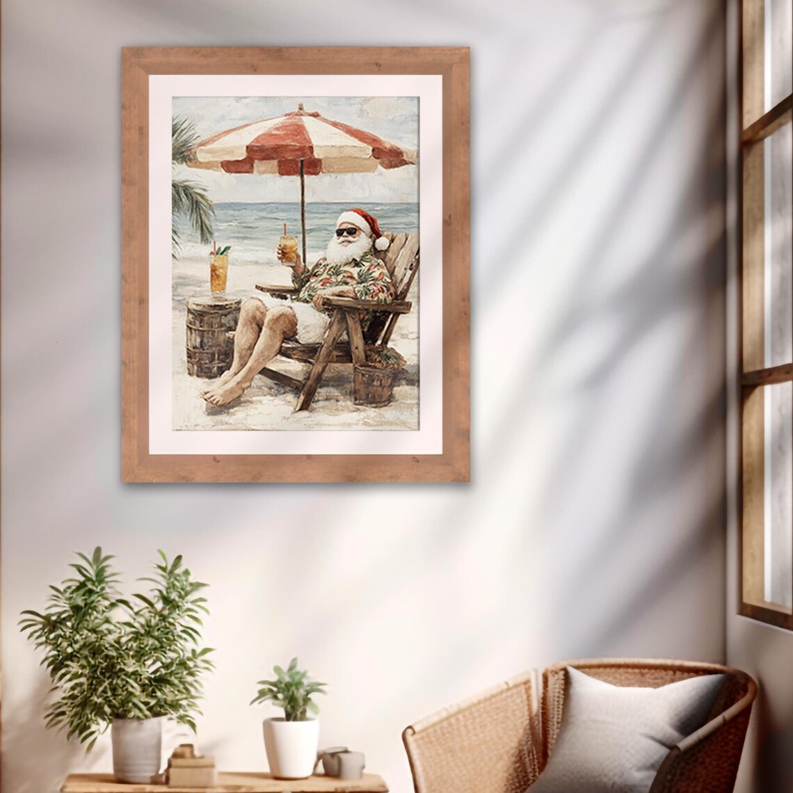 Santa Claus Vintage Christmas Beach Travel Poster - Image 2
