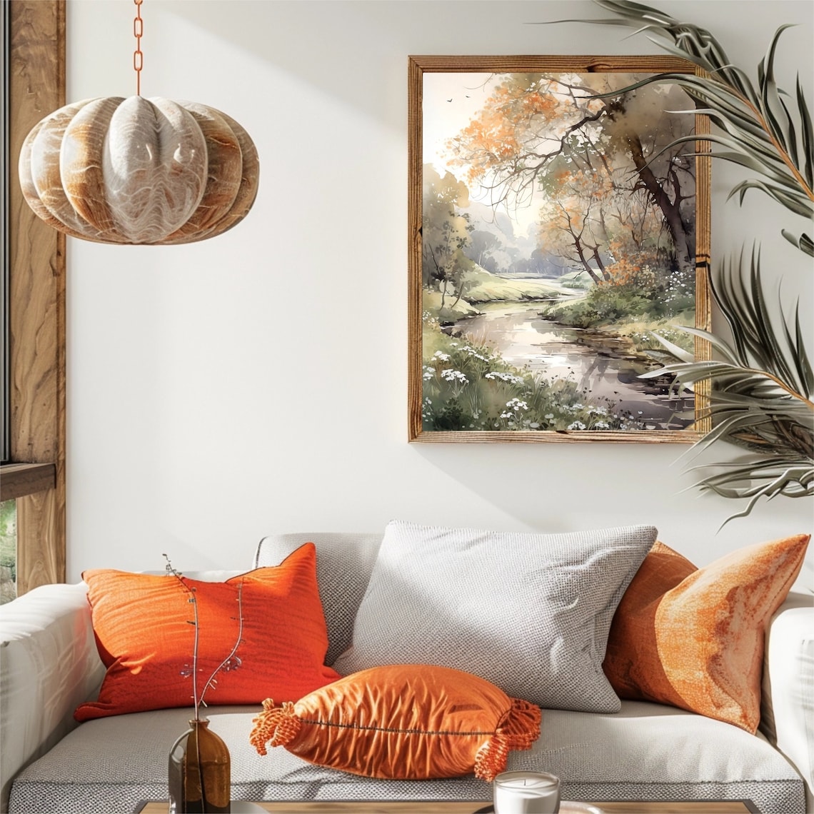 Autumn Landscape Watercolor Art Print, Rustic Nature - Image 3