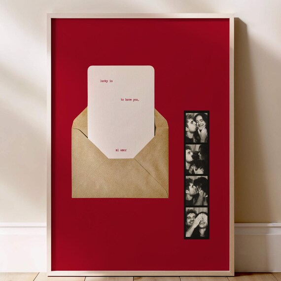 Love Letter Poster Personalized Anniversary Valentines Birthday Gift Canva Template Red Neutral Dorm Wall Decor Matchbox Matchbook
