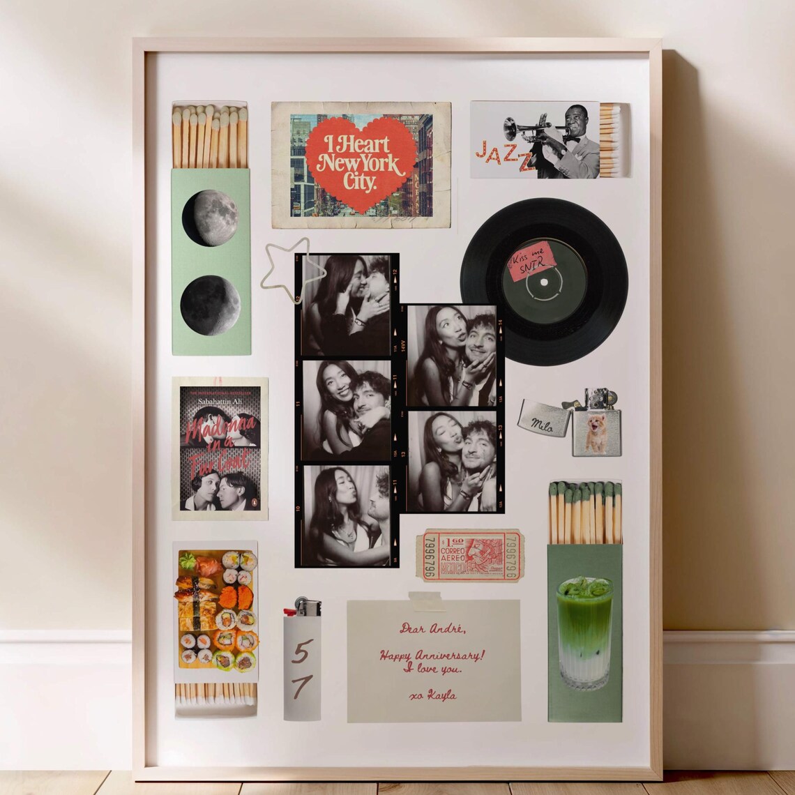 Matchbox Matchbook Couples Custom Poster, Neutral Decor