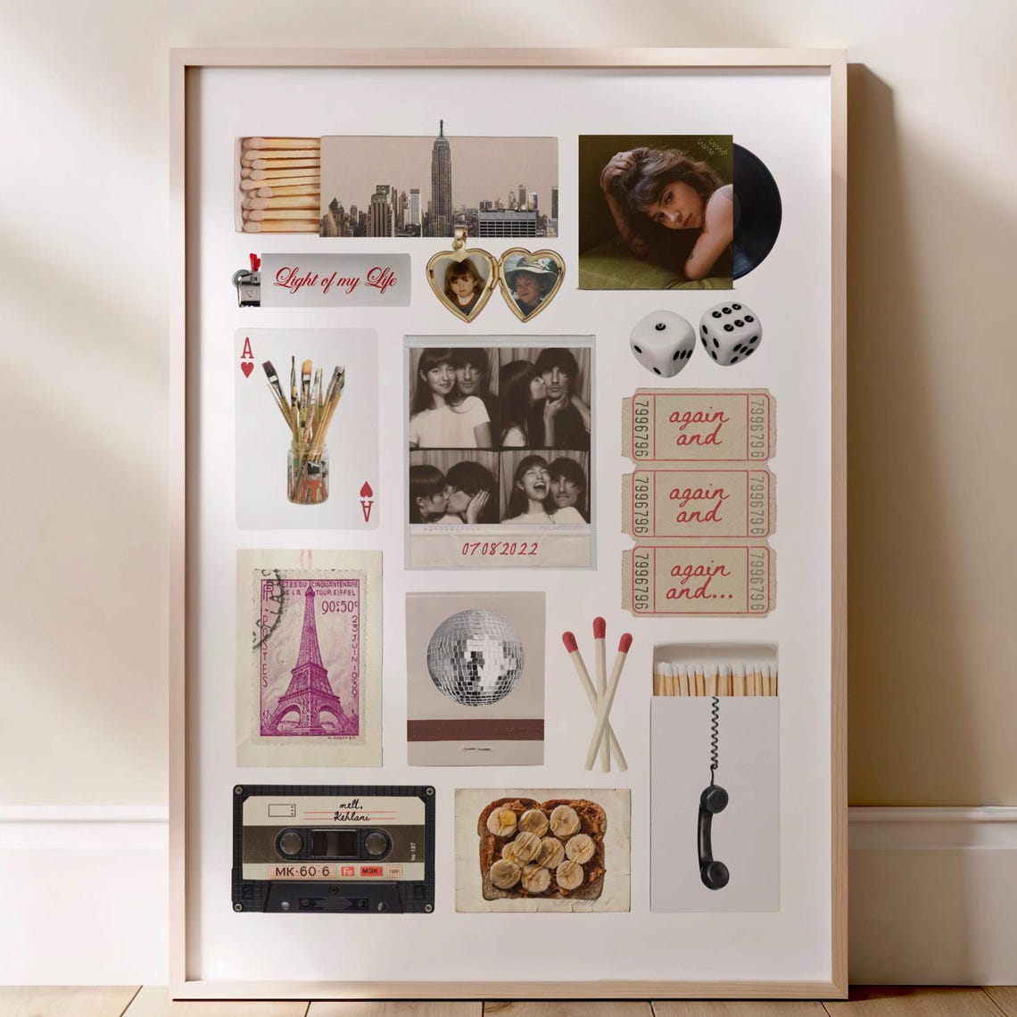 Romantic Matchbook Scrapbook Collage Poster Couple Memory Decor
