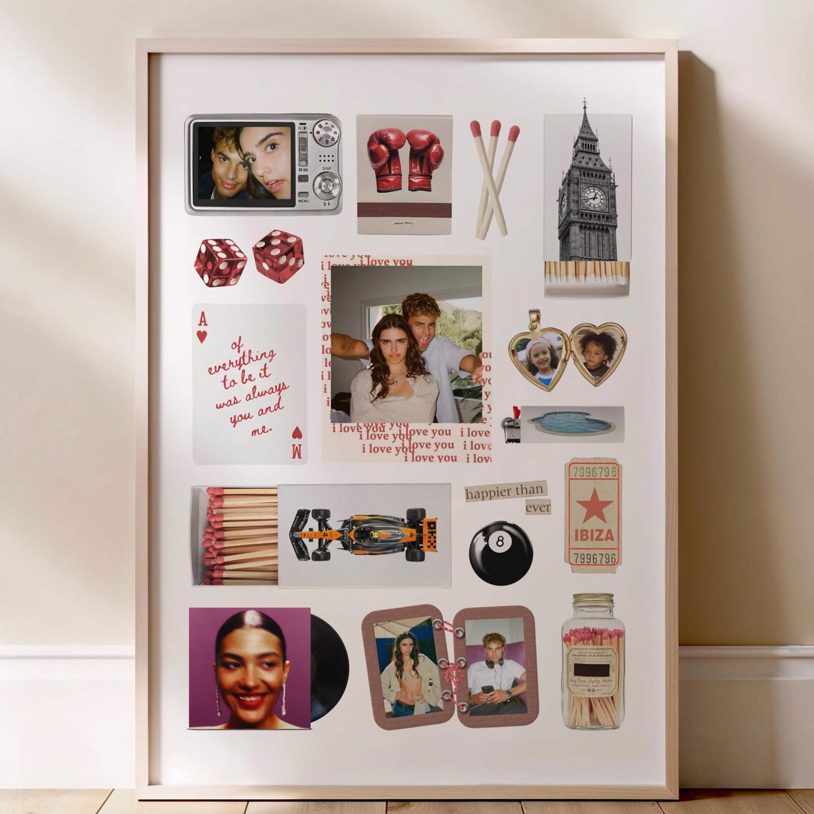 Matchbox Matchbook Couples Poster, Neutral Dorm Decor