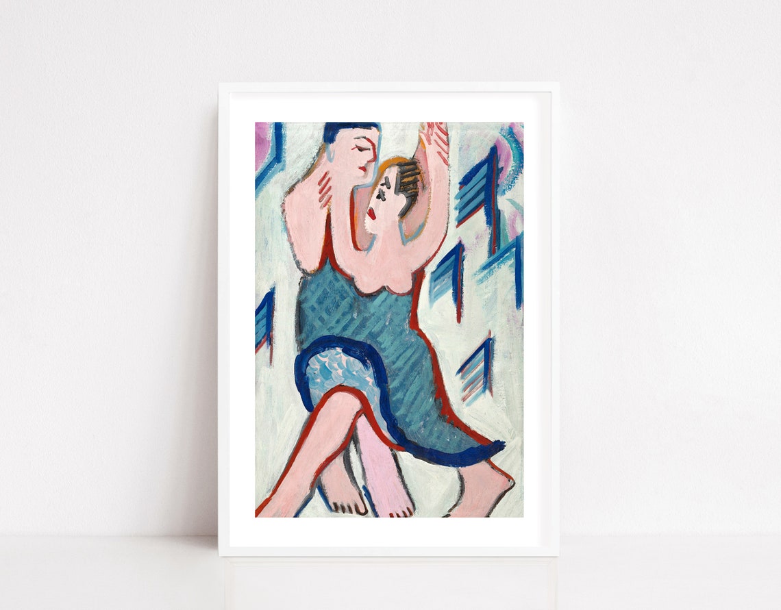 Ernst Ludwig Kirchner Dancing Couple Expressionist Vintage Art Poster
