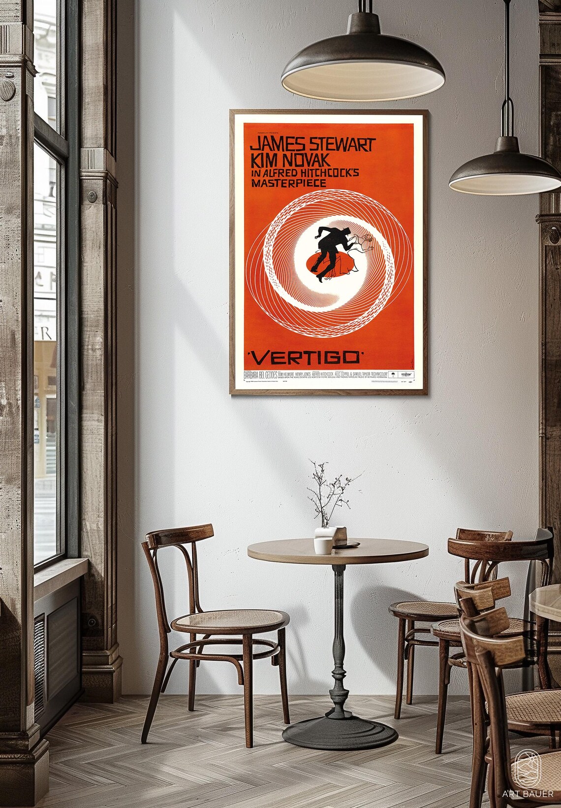 Vertigo 1958 Hitchcock Saul Bass Spiral Orange Classic Movie Poster - Image 3