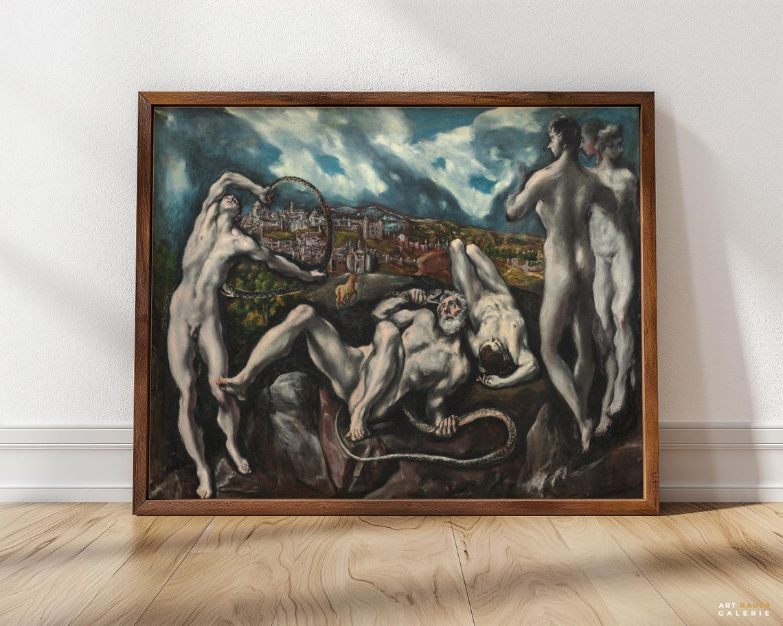 El Greco Laocoon 1614 Serpent Attack Mythology Masterpiece Poster