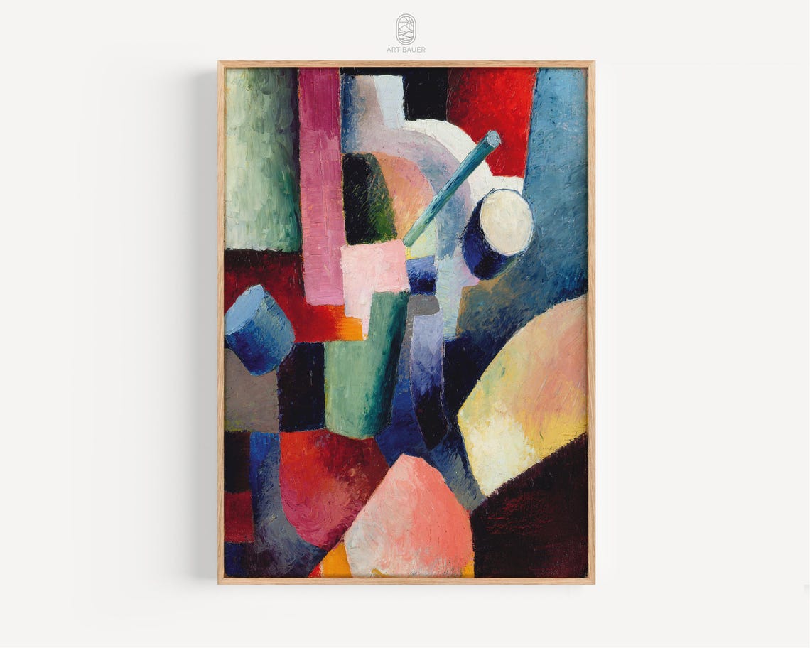Macke Colored Composition of Forms Abstract Geometric Painting Print