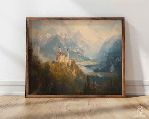 Neuschwanstein Castle Travel Poster, Fairytale Decor