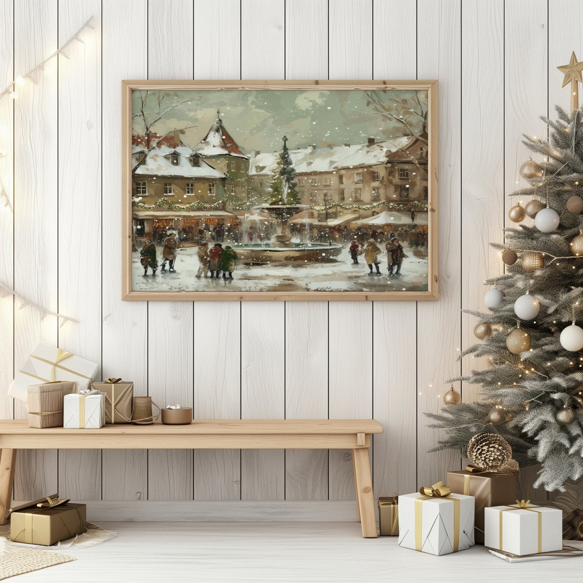 Christmas Town Square Holiday Art Print - Image 2