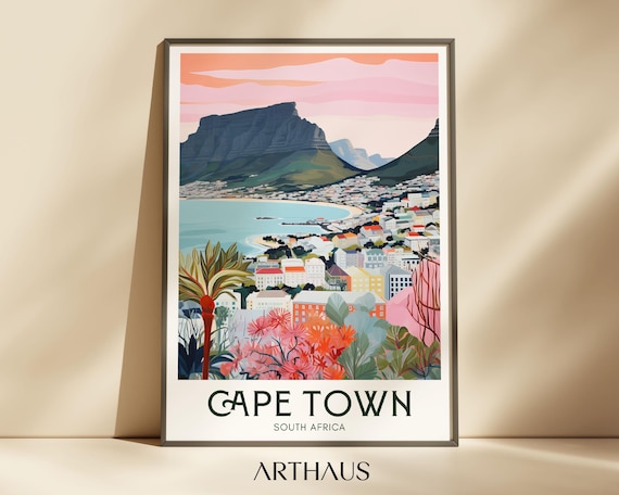 Cape Town Travel Poster South Africa Travel Gifts Vintage Travel Wall Decor Trendy City Painting