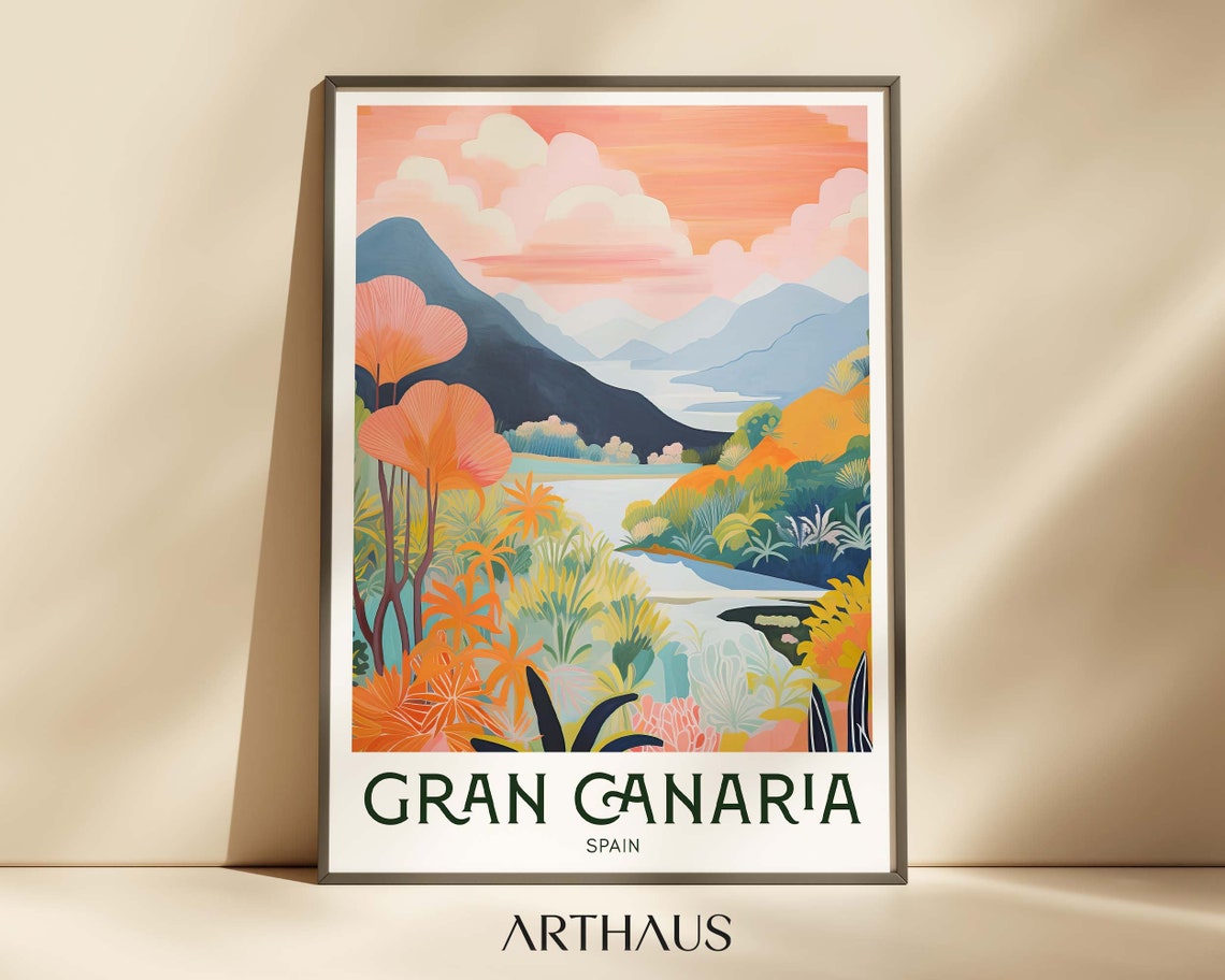 Gran Canaria Spain Tropical Mountain Paradise Color Art Poster